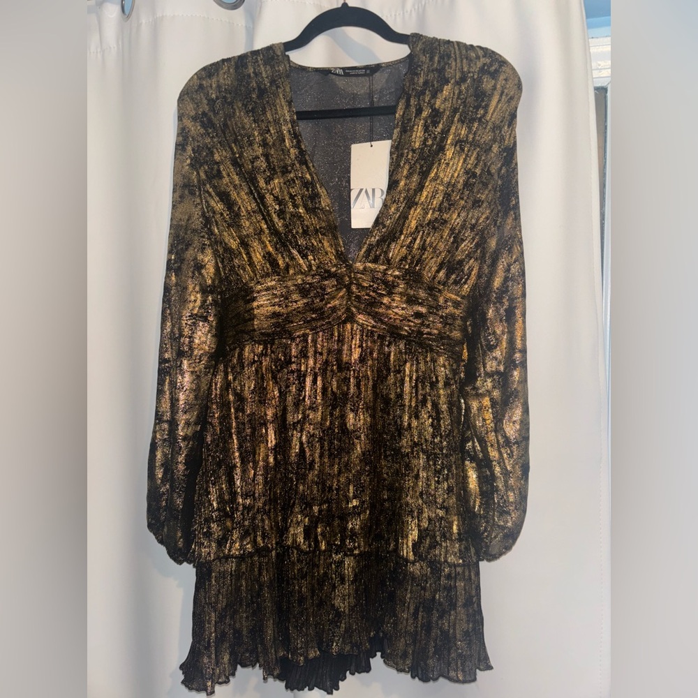 Zara black and gold sparkly dress